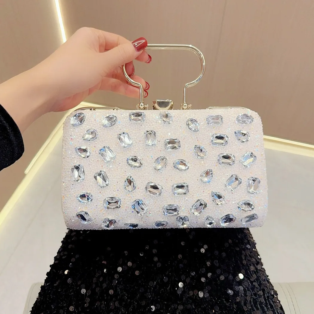 White Diamond 2024 Wholesale Custom Rhinestone Bags Ladies Dancing Party Handbags Women Luxury Clutch Evening Purse