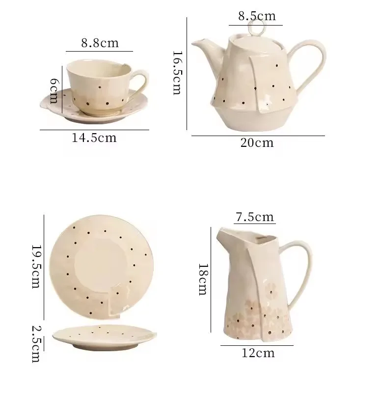 Custom Pots Bronzing Pattern Luxury Porcelain Mugs Kettles Set Tray Ceramic Coffee Cup Tea Cups & Saucers