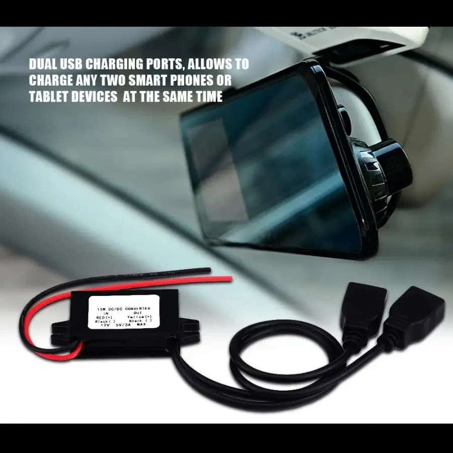 3A DC 12V to DC 5V Dual USB Adapter Converter Module for Car Motorcycle Phone Charge