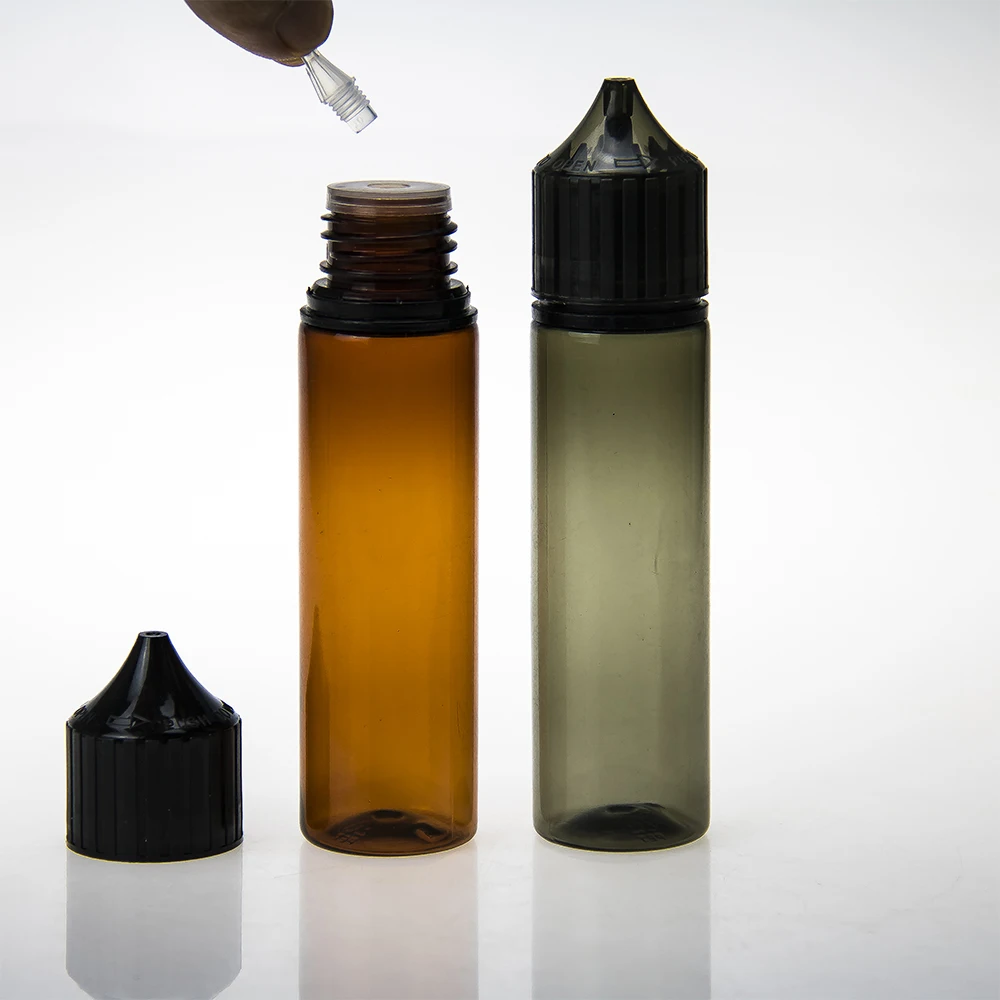 transparent plastic bottle with screw cap 60ml child resistant cap liquid bottle