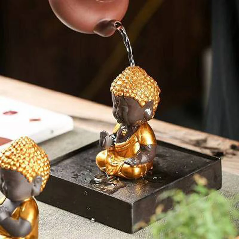 Zen ceramics фиолетовые глиняные золотые и маленькие чайные украшения Tathagata Креативные для дома