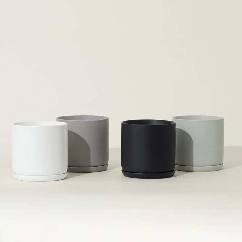Minimalist Simple Color Indoor Home Garden Small Matte Ceramic Succulents Plant Pot with Saucer