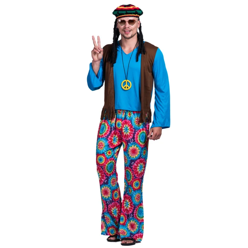 2024Y Retro Hippie Vest Carnival Costume Vintage Party Male Adult Outfits Clothing Halloween Costumes for Men