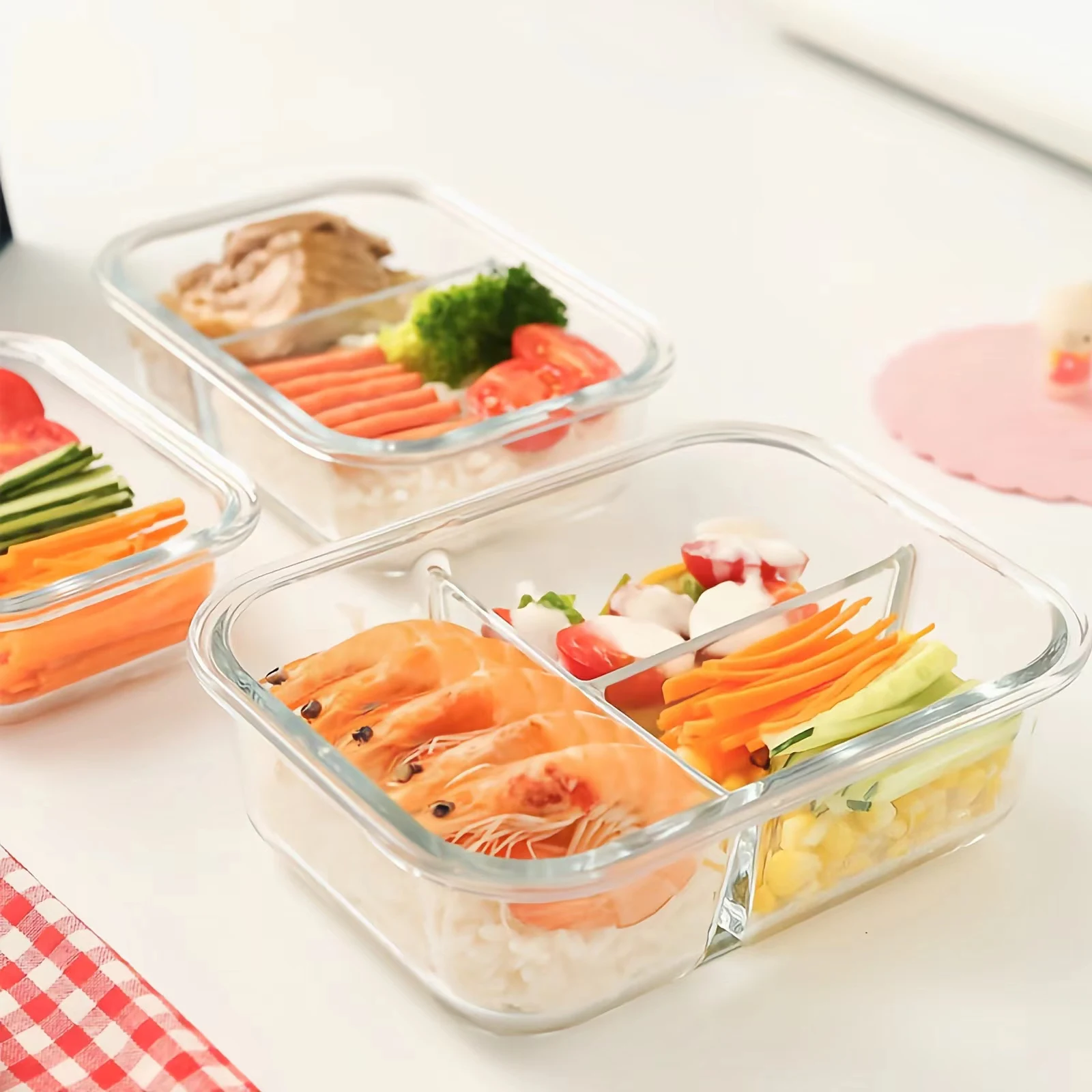 Hermetic Microwave Oven Use Safe Kitchen Lunch Box Leakproof Vacuum Seal Glass Food Storage Containers For Kitchen Organization