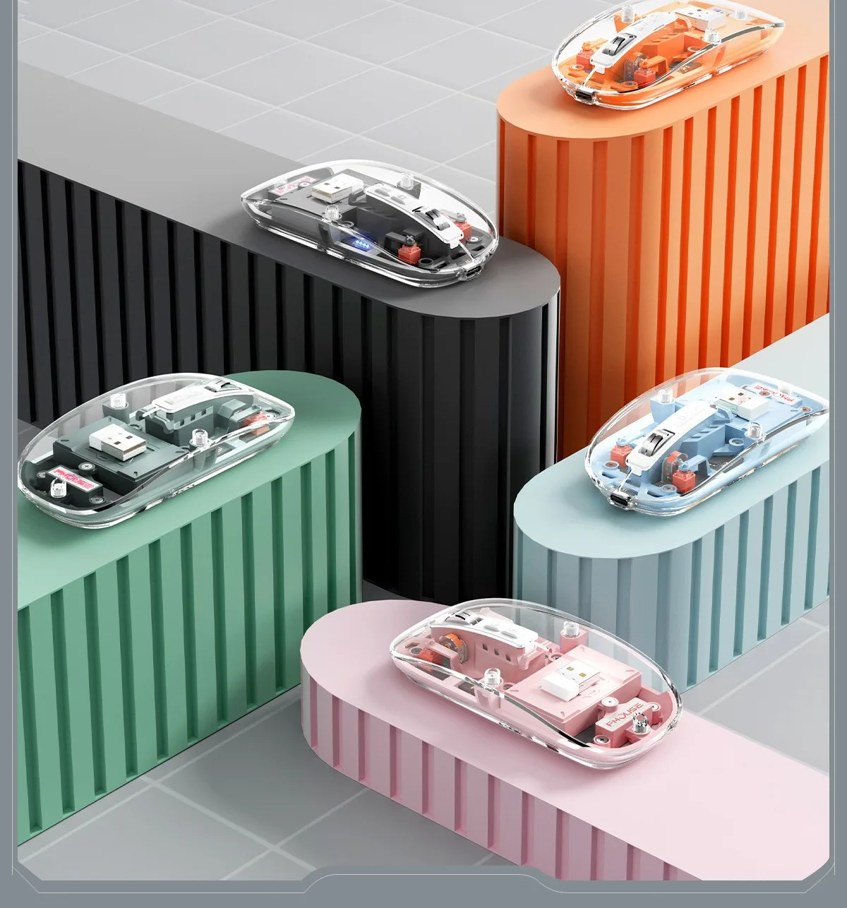 Wireless Gaming Mouse Full Transparent Double Mode 2.4G BT Ergonomic Silent Rechargeable PC Mac Computer Mice