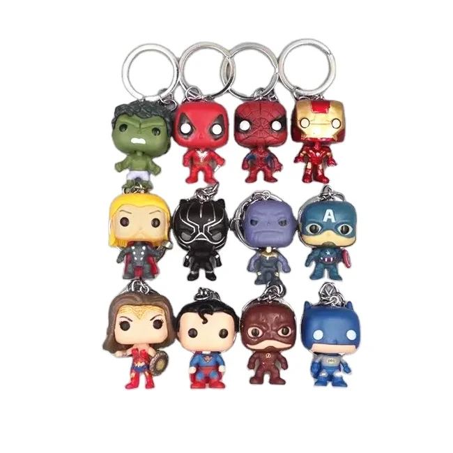 PVC 4.5cm 3D Superhero Keychain 4pcs/set heroes action figure Pendant Keychain