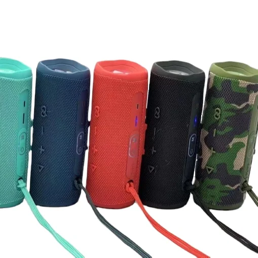 OEM RGB LED Logo Fabric 8W Custom LOGO Stereo Sound Deep Bass stereo Wireless Outdoor Speaker Boombox Speaker waterproof blue to