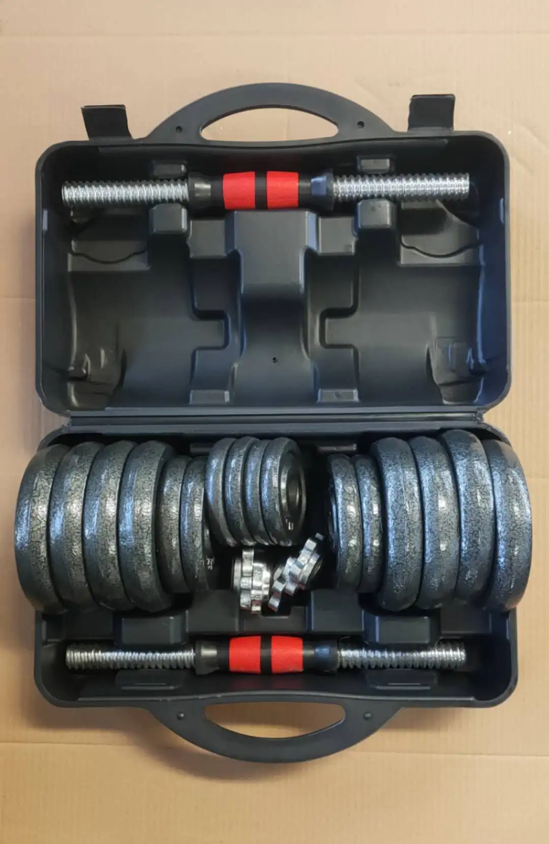 10kg Cast iron painting adjustable dumbbell weights set with rubber handle bar