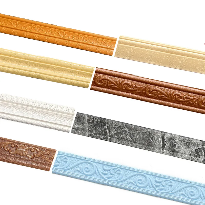 Peel and Stick Wall Border Self-adhesive Three-dimensional Wall Edging Strip Border Waterproof PE Foam Wall Lines Molding Trim