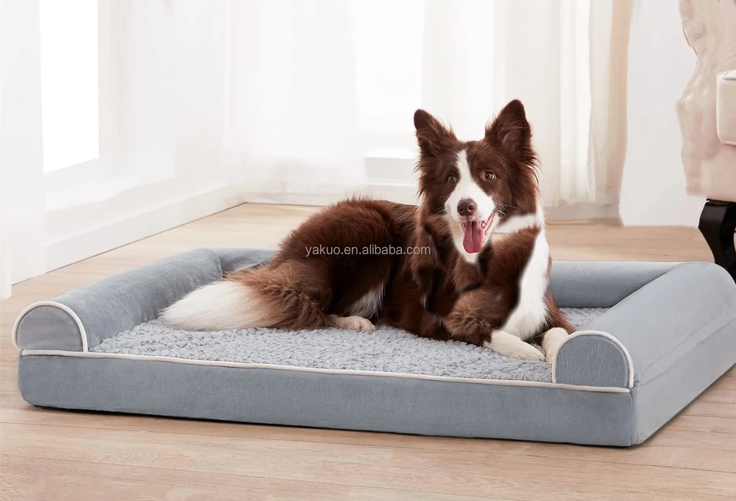 Premium U-shaped design Pet Dog orthopedic foam Sofa bed Washable Egg Crate Foam sofa shaped dog bed