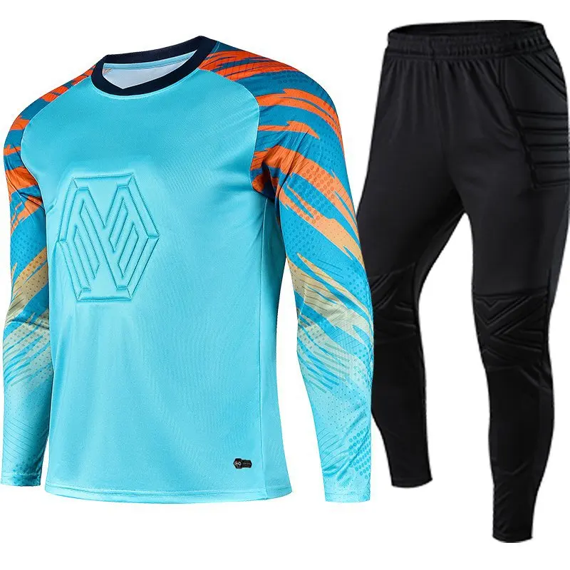 Customized logo Adult and child Jersey 100% Polyester Long Sleeve Goalkeeper Training Football suit Soccer Uniforms