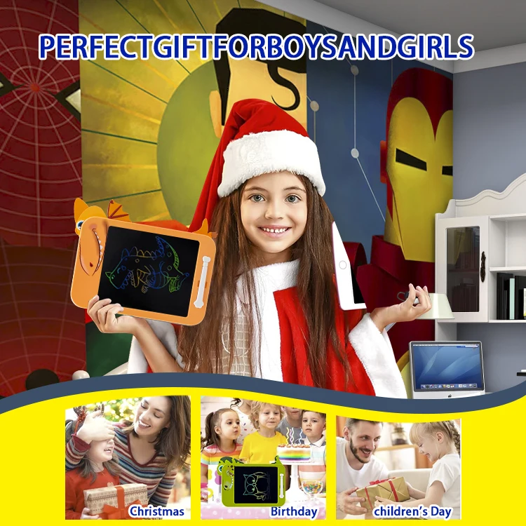 2024 Новое поступление мультяшных крокодиловых форм 10 5 дюймов ЖК-планшет для письма игрушки рисования памятки колодки детей каваи канцелярские принадлежности