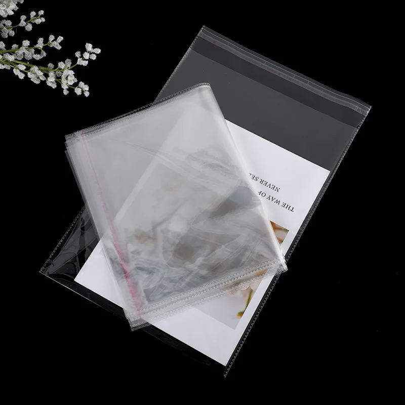 Custom plastic shirt bag with clear and self sealing adhesive clear plastic opp bags for clothing packaging