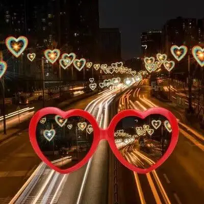 2023 Love Effects Sunglasses Special Rave Party Light Changing Eyewear Heart Shaped Diffraction Glasses