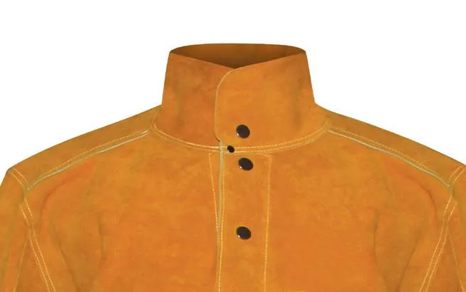 Swelder Premium Quality Yellow Split Cow Leather Welding Cape Sleeves With Detachable Leather Bib Welding Apron