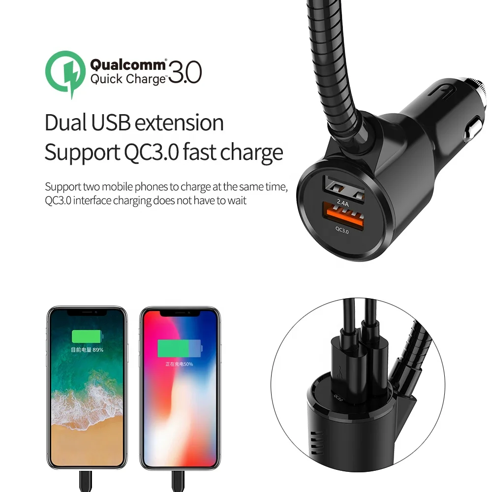 HY-90 qc3.0 usb car charger portable cd player fm transmitter with BT function