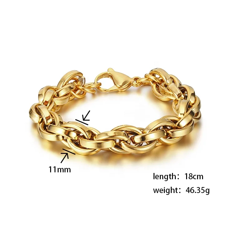 Link Bracelet Italian Style Oval Bracelet Silver Rose Gold Plated Adjustable Stainless Steel Chain Bangle bracelets for men