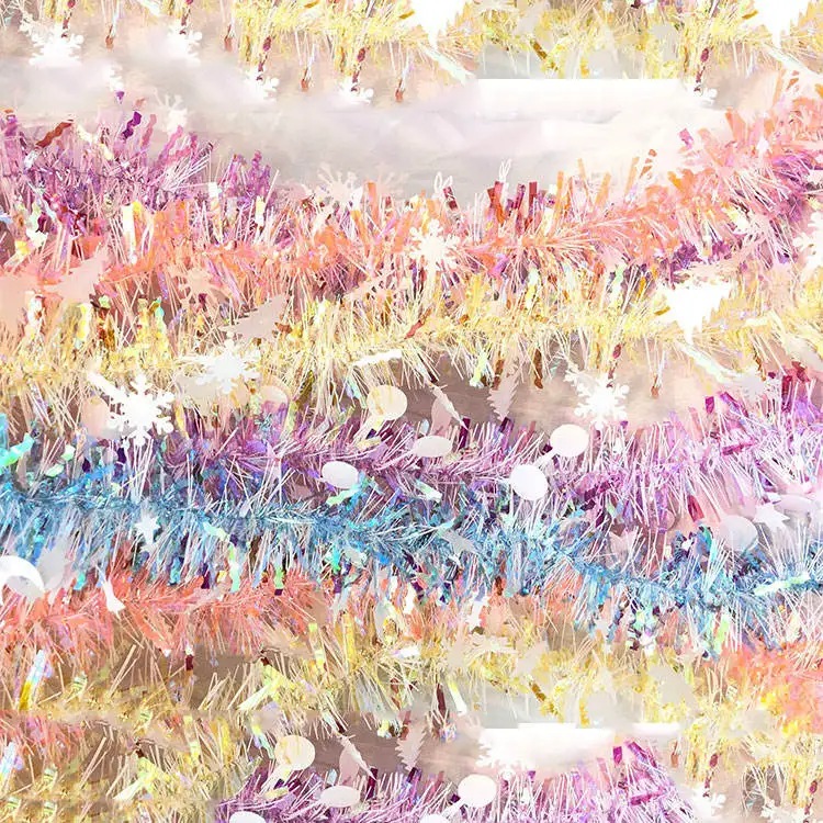 Shiny Hanging Strip Christmas Tree Wall Hanging Decoration Foil Tinsel Garland For Valentines Wedding