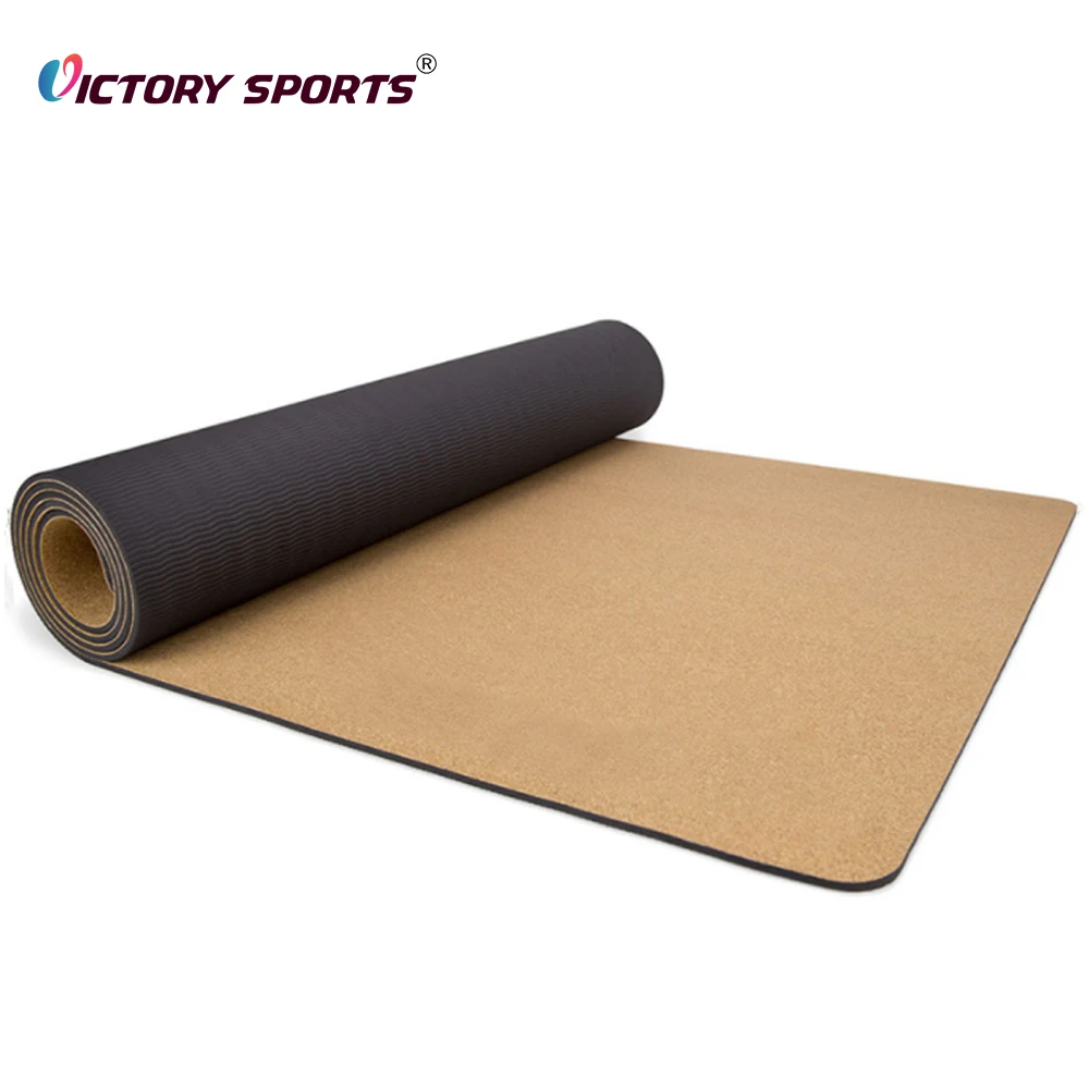Wholesale China Dual Color Anti-Slip Tpe 6 Mm Customised Cork Yoga Mats For Fitness