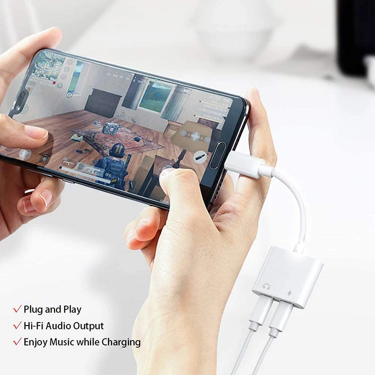 HOT SELL USB C Splitter Audio and Charging, 2 in 1 USB Type C Headphone and Charger Adapter Support Fast Charging Compatible