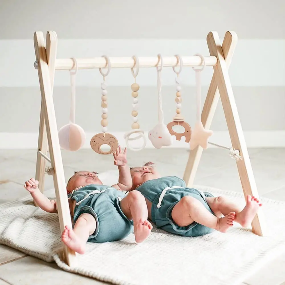 Customization Etsy Foldable Wooden Montessori Baby Play Gym Frame Activity Mat With  Teething Toys Nordic Baby Gym