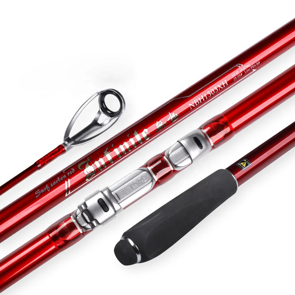 NOEBY 3.97m 4.2m beach far shot fishing rod 3 Section Fuji high carbon Spinning surf rod