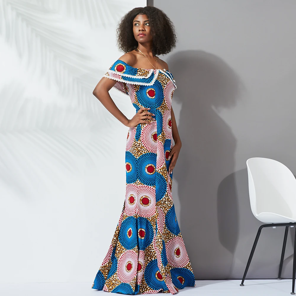 DH159 Women Casual African Dress Designs Floral Printed Maxi Dress Ladies Holiday Party Long Dress Plus Size Sundress