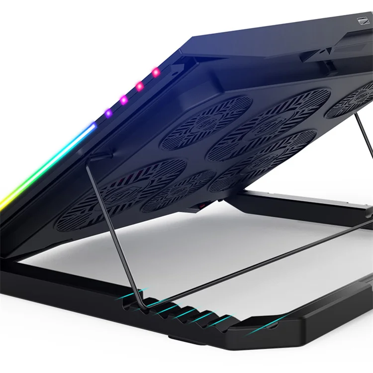 Popular PC Notebook Cooler with 6 Quiet Fans Adjustable Height Laptop Cooler Stand with Phone Holder