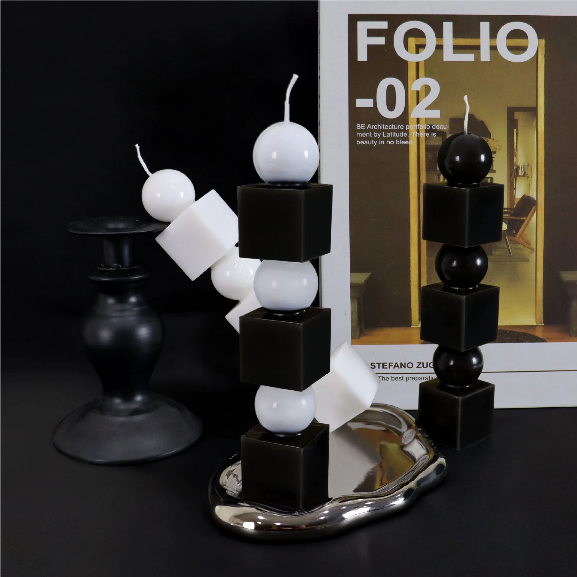 Square Ball Folding Column Diy Candlestick Pc Acrylic Two-Flap Mold Diy Handmade Candle Mould