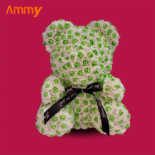 Ammy Two-color bear Popular And Premium Wholesale Foam/pe Rose Bear For Valentines Day Gifts
