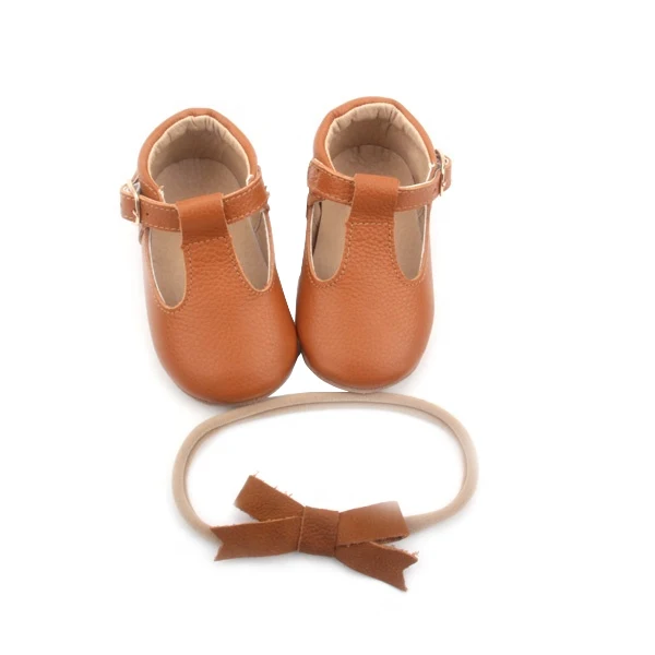 Genuine Leather Hot Selling Baby Newborn T Bar Baby Shoes Brown Baby Shoes Girls