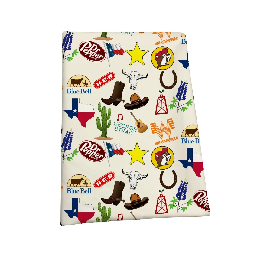 The factory outlet Texas cowboy themed design digital breathable knitting single 100% cotton terry printed fabric for babies