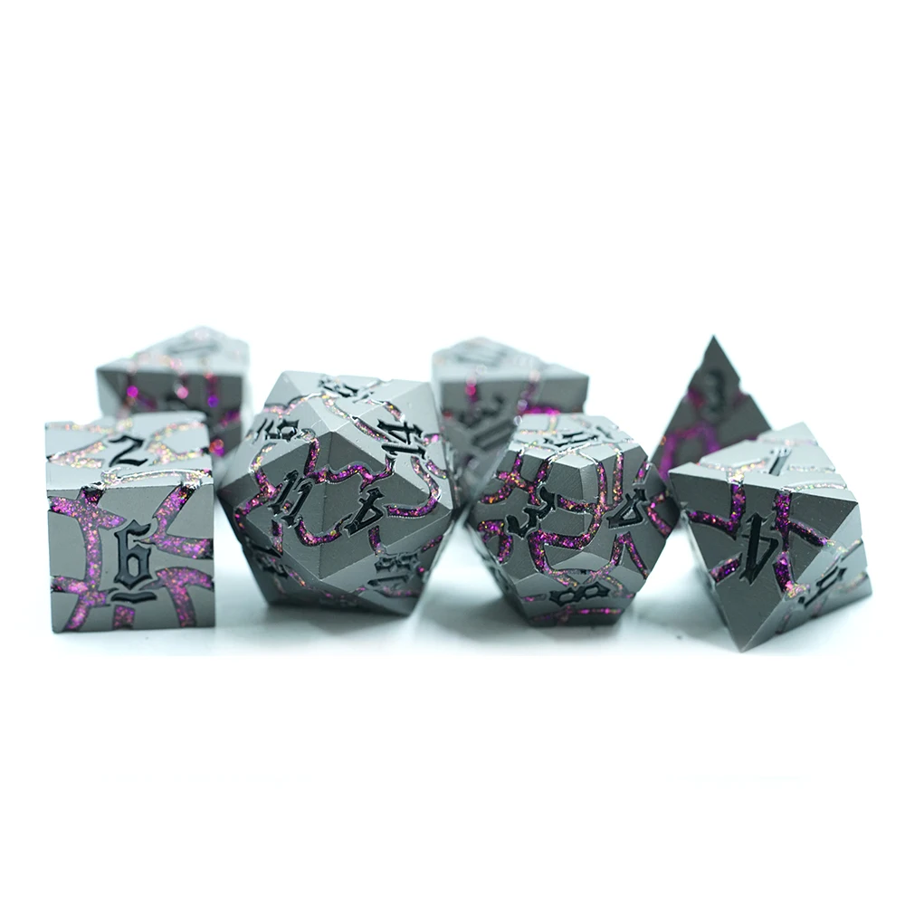16mmMetal dice black and Green mica dice set D6-D20 customized metal dice game