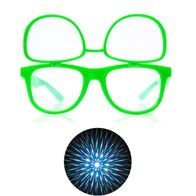 Очки для вечеринки с эффектом двойной призмы, 3D костюм для вечеринки, яркие светящиеся в темноте очки для вечеринки в честь Дня Рождения