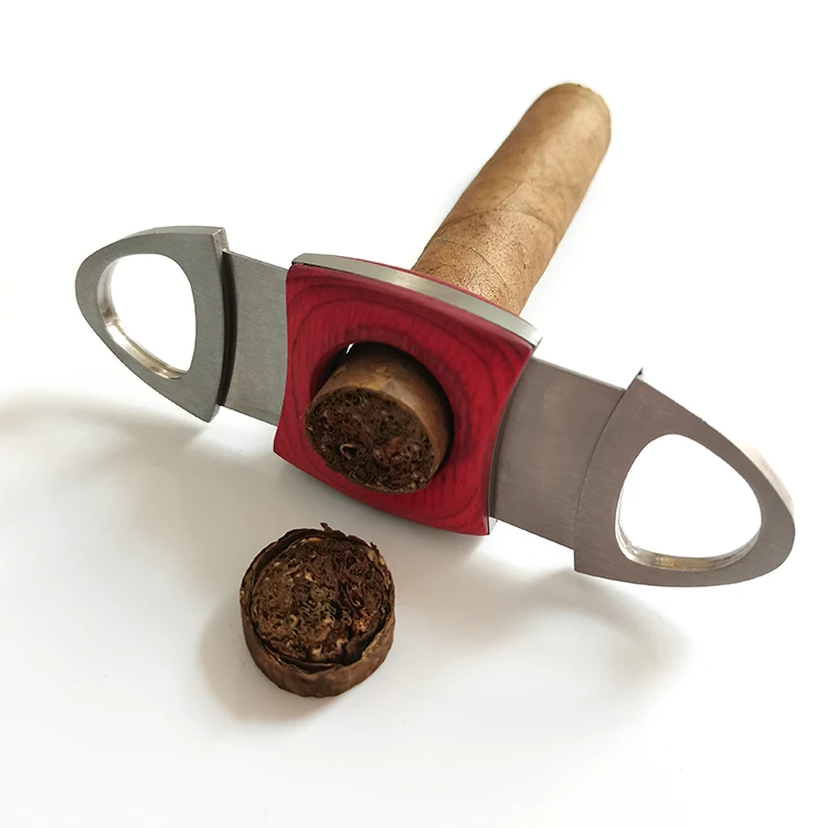 metal cutter 56ring stainless steel cigar cutter  with red wood cigar cutter  CM-011DR