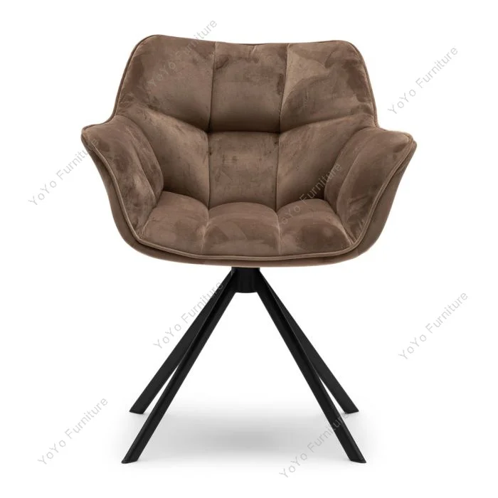 Bazhou Patent Metal Frame Fashion Thick Sponge Foam Luxury Comfortable Soft Leisure Velvet Fabric Upholstered Dining Chair