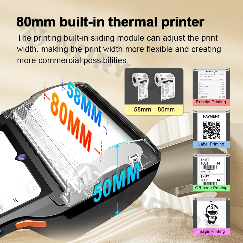 Noryox Nb65 3+32Gb Handheld Terminal 6.5 inch Android 14 Mobile Pos Terminal With 80mm Thermal Printer Gprs,2 Sim Card