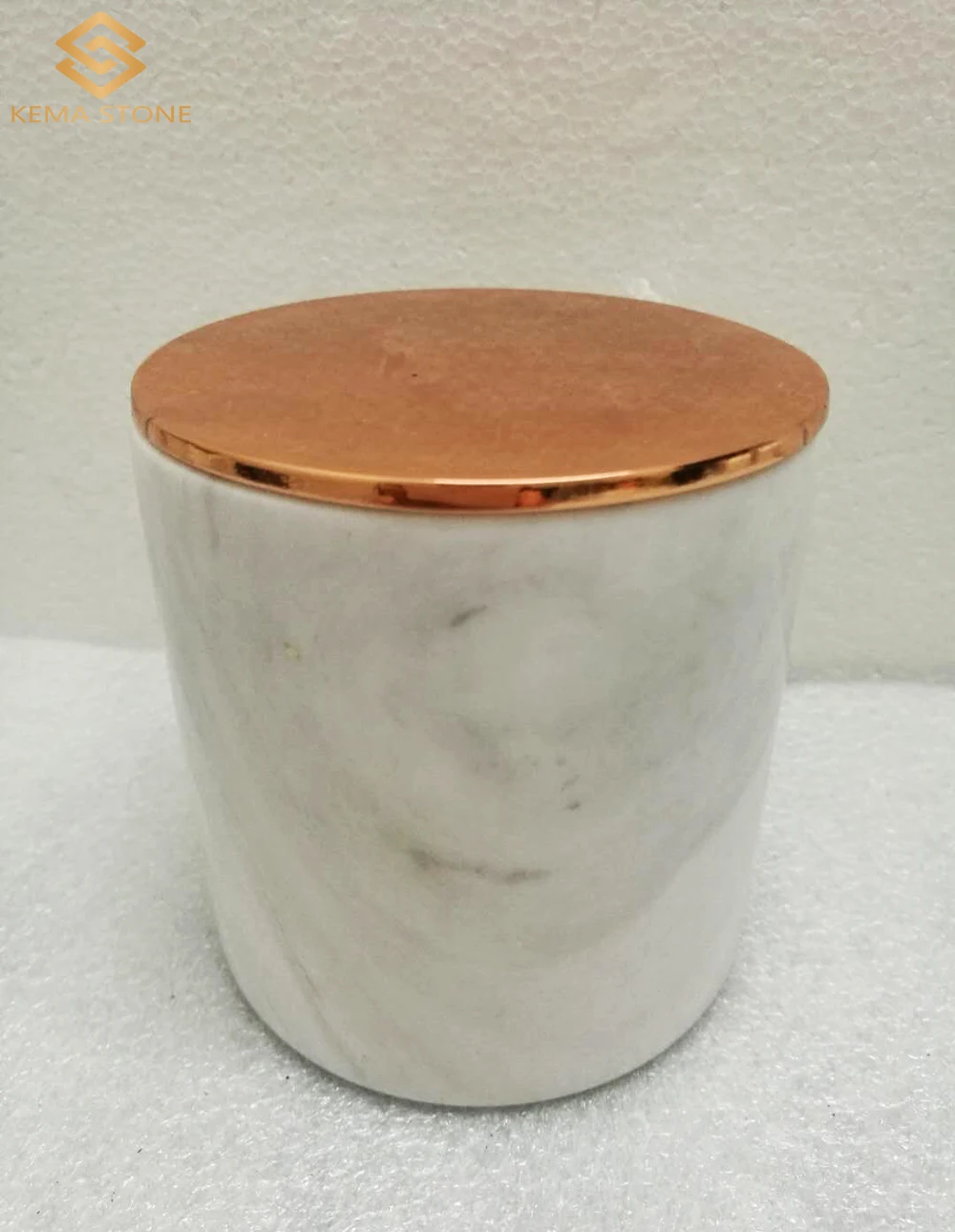 Natural Stone Carrara White Marble Candle Jars with