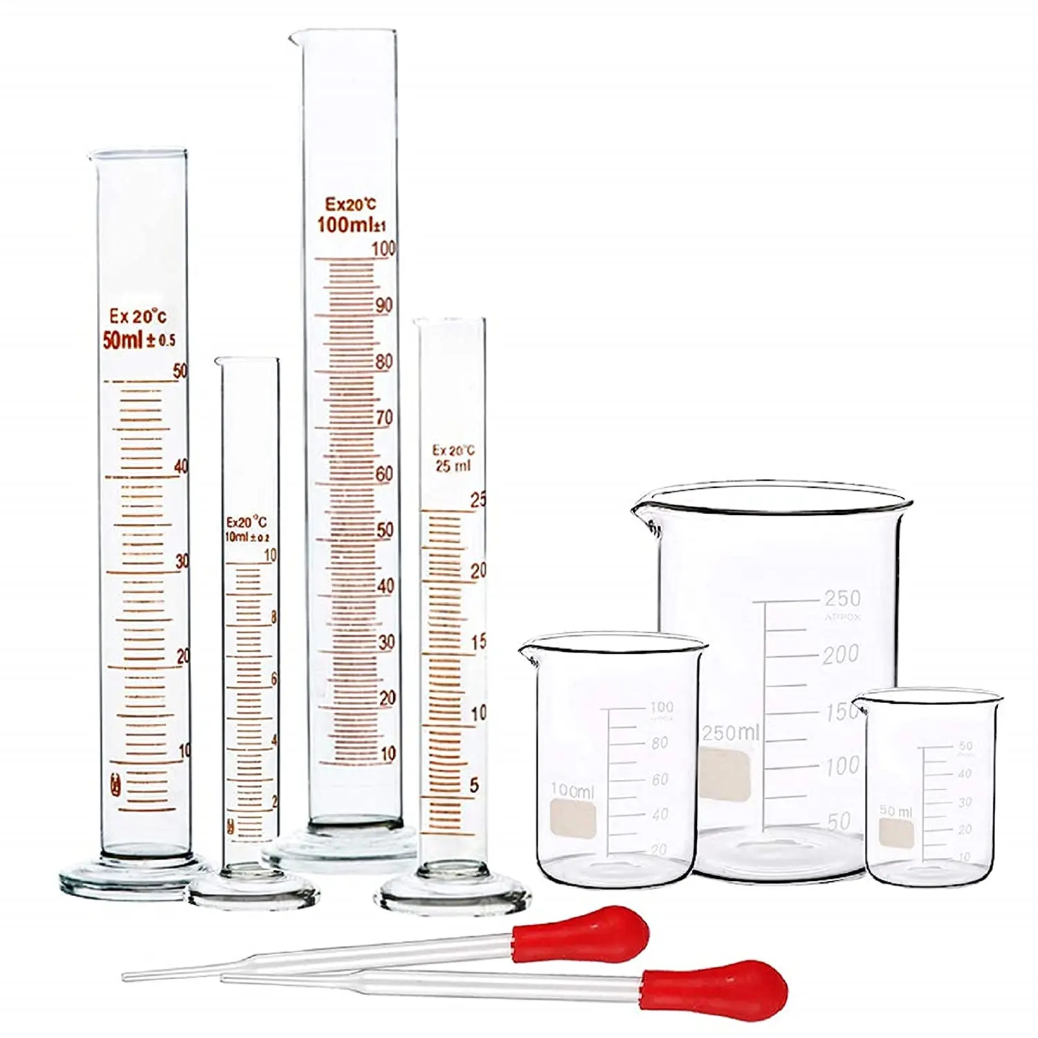 Custom 5ml 10ml 25ml 50ml 100ml 250ml 500ml 1000ml 2000ml Glass Cylinder Measuring Graduated Cylinder