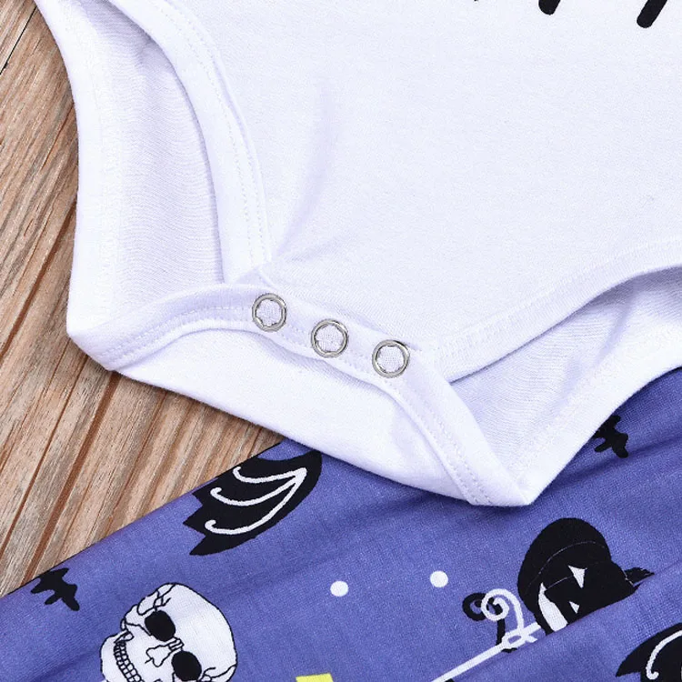 baby boy halloween romper letter long sleeve top cartoon ghost print pants 2 piece set