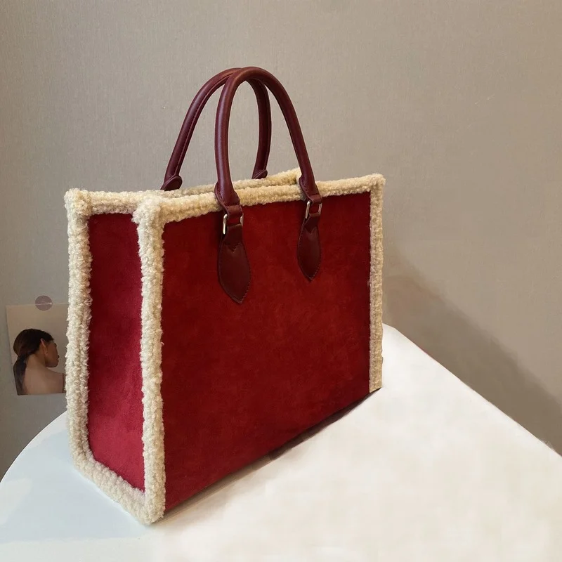 High Quality Bags Supplier Brand Faux Suede Lambswool Fluffy Buy Woman Large Capacity Tote Bags Oversized Vintage Tote Bag