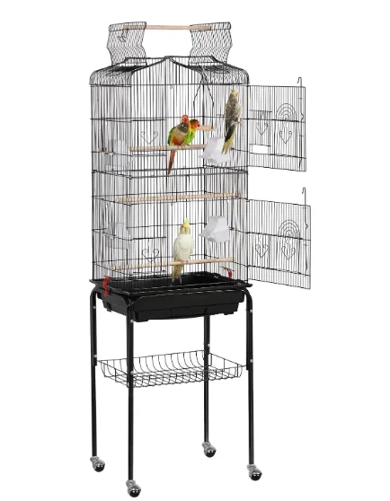 Large Birdhouse With Wheels Station Rods Food Basins Tray Breeding Cages Fashionable Roof Design Birdcages For Large Birds