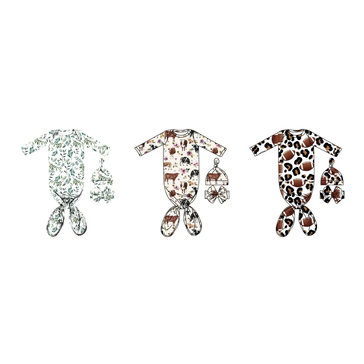 Детское платье с узелком и шапкой спальный мешок подарочный набор для новорожденных