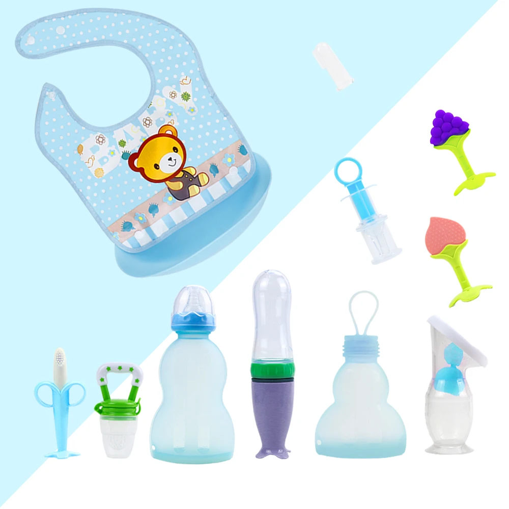 Custom 11 Pcs Breast Pump Cartoon Wholesale Kids Bottle Amazon Top Seller Children Bpa Free Silicone Baby Feeding Set