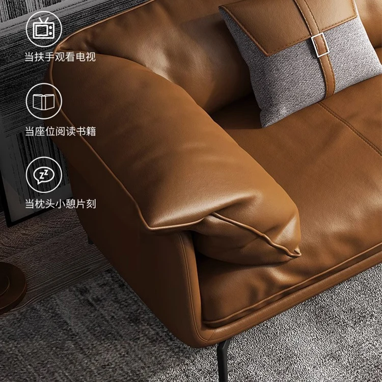 Light luxury leather sofa living room modern simple 1+2+3 sofa combination modern home furniture sofa set