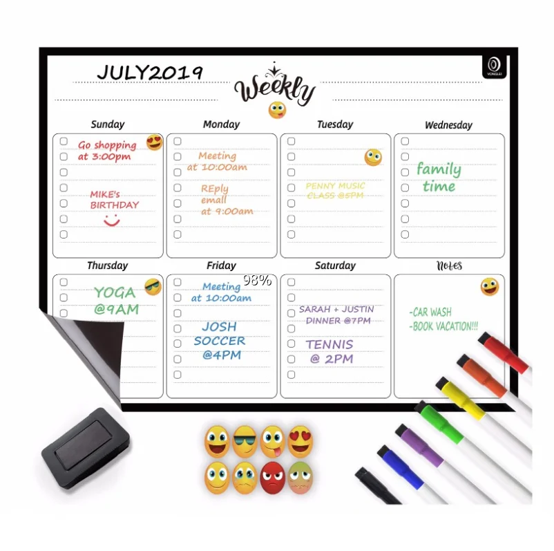 Магнитный ежемесячный календарь, сухой стираемый планировщик, белая доска, магнит на холодильник