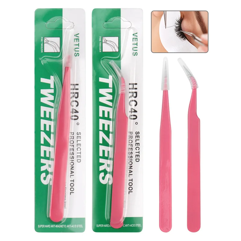 Vetus Pink Stainless Steel Eyelash Tools Eyelash Extension Tweezers