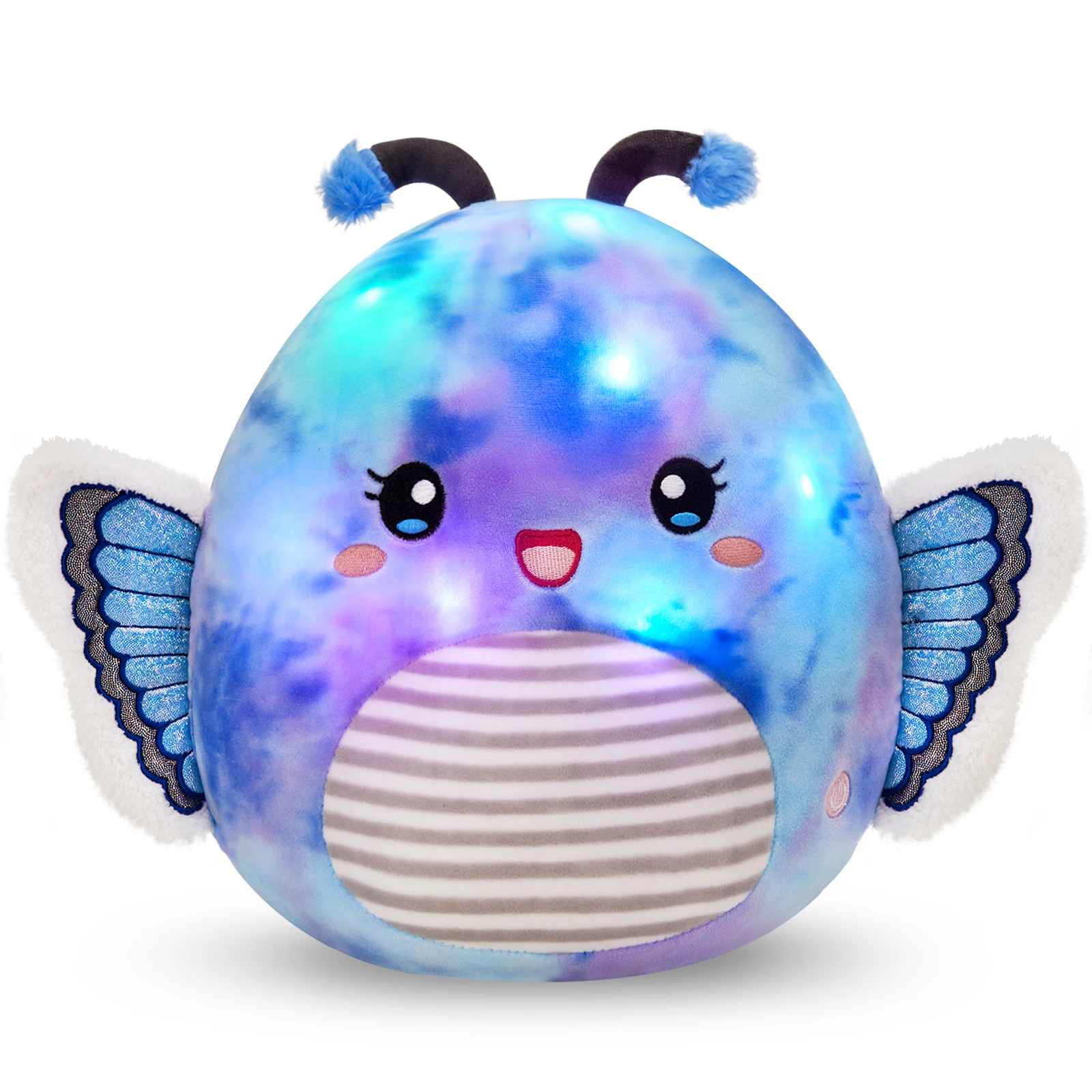 Glowing LED Cute Stuffed Blue Butterfly Light up Soft Pillow Plush Toy with Night Lights Glow in The Dark Birthday Wholesale