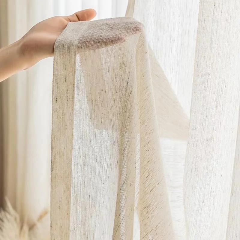 Linen hemp gauze anti linen gauze curtains, window screens, Chinese villa curtains, light transmitting human permeable gauze