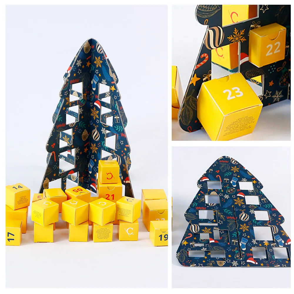 Christmas Advent Calendar 24 Drawers Countdown Box MDF and Paper Material Cosmetically Shaped Model for Craft Usage